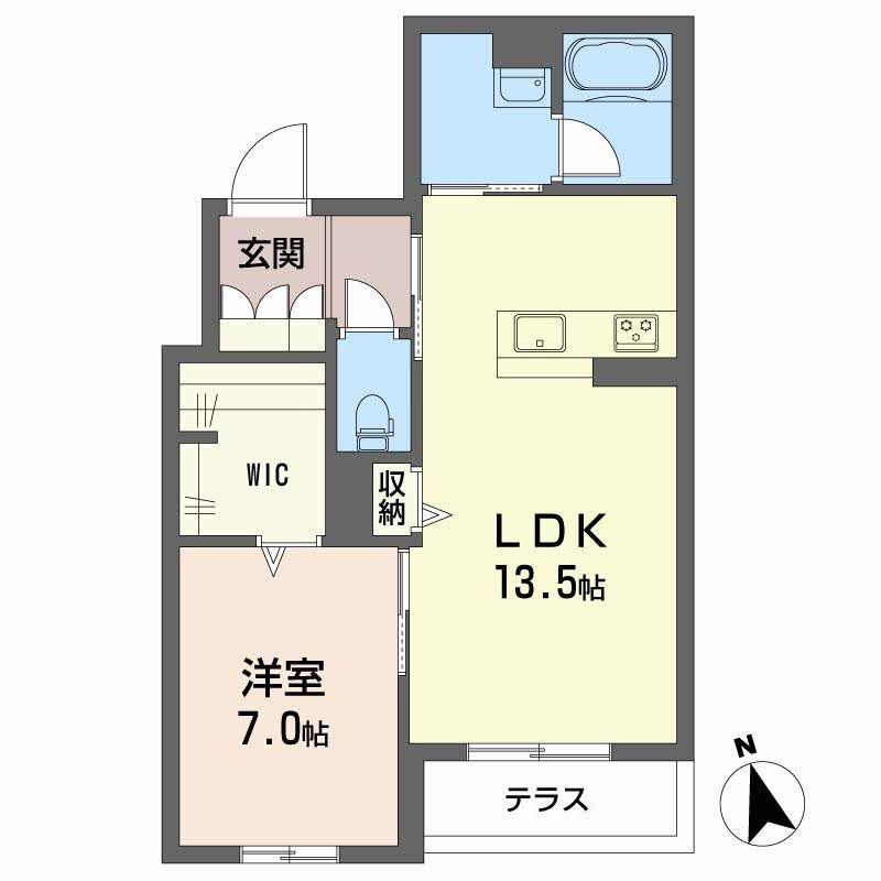 カーサ・ヴェルドール 子育てグリーン(1LDK/1階)の間取り写真