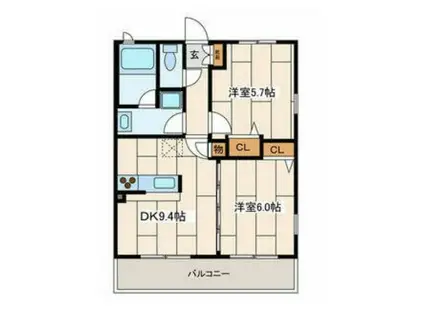 サンバレー上大岡VI(2DK/2階)の間取り写真