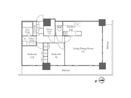 リエトコートアルクスタワー(2LDK/10階)の間取り写真