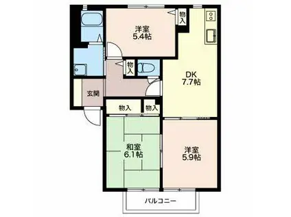 セントラルアイラ(3DK/2階)の間取り写真