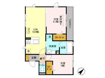 クレストヒル(2LDK/3階)の間取り写真