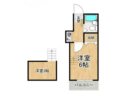 カサブランカ初芝(1K/2階)の間取り写真