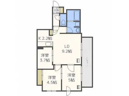 レジディア北2条イーストII(2LDK/12階)の間取り写真