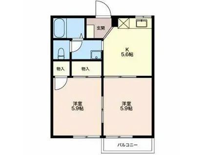 ダブル・クルーC(2K/2階)の間取り写真