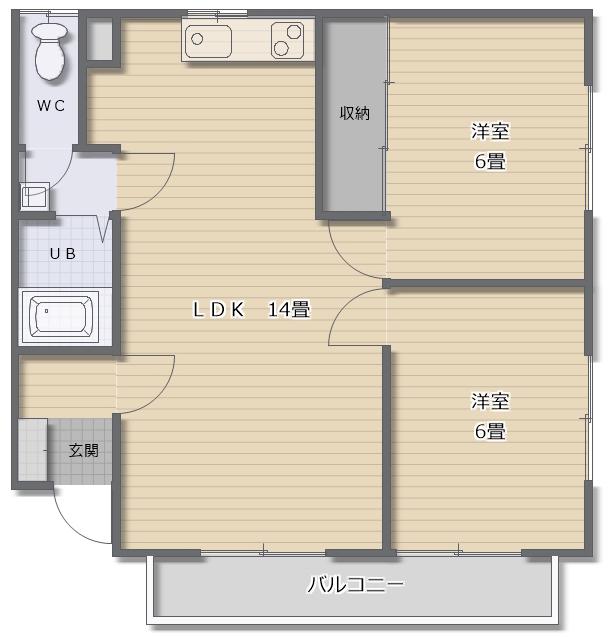 アーバンライフアネックス(2LDK/1階)の間取り写真