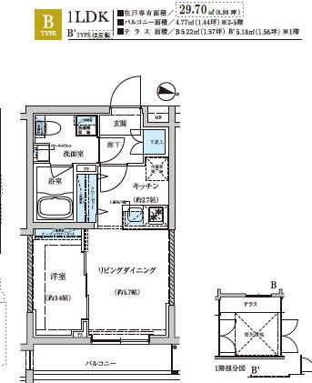 WEAVE BASE -OJI KAMIYA 王子神谷(1LDK/4階)の間取り写真