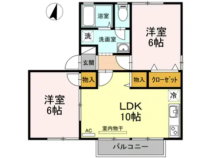 サニークレストA(2LDK/1階)の間取り写真