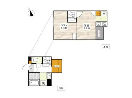 ADC京塚レガーロ(1K/1階)の間取り写真