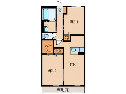 ルピナス(2LDK/1階)の間取り写真