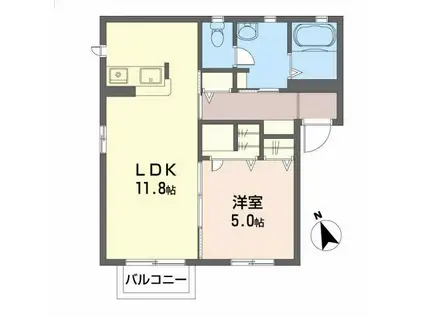 ラッキーコート荒巻(1LDK/2階)の間取り写真