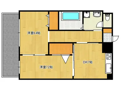 サンコースト(2DK/4階)の間取り写真