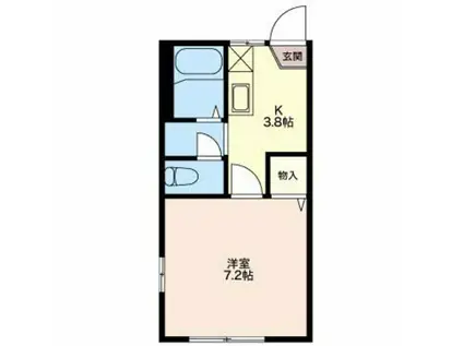 フレグランスAND YOU A(1K/2階)の間取り写真