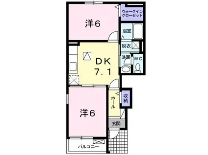 ブローテ さくら B(2DK/1階)の間取り写真