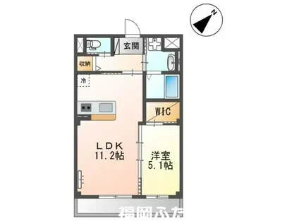 コンフォルト春日西II(1LDK/1階)の間取り写真