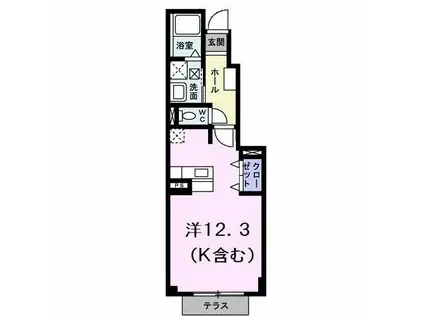 ラ・ヴェール(1K/1階)の間取り写真