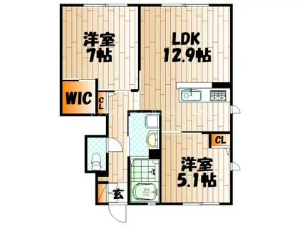 MAST高峰町(2LDK/1階)の間取り写真