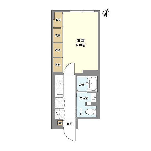 ウェルスクエア駒場東大前(1K/2階)の間取り写真