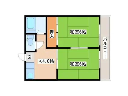 板橋荘(2K/2階)の間取り写真