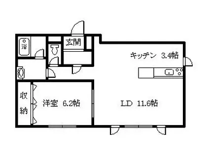 カーサガイア(1LDK/1階)の間取り写真