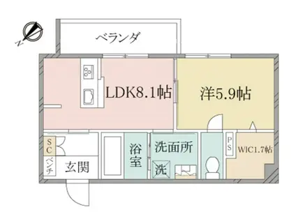 ヘーベルヴィレッジ横須賀うみかぜ公園(1LDK/1階)の間取り写真