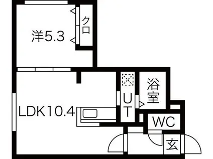 ALPHA東札幌PRIMO(1LDK/1階)の間取り写真