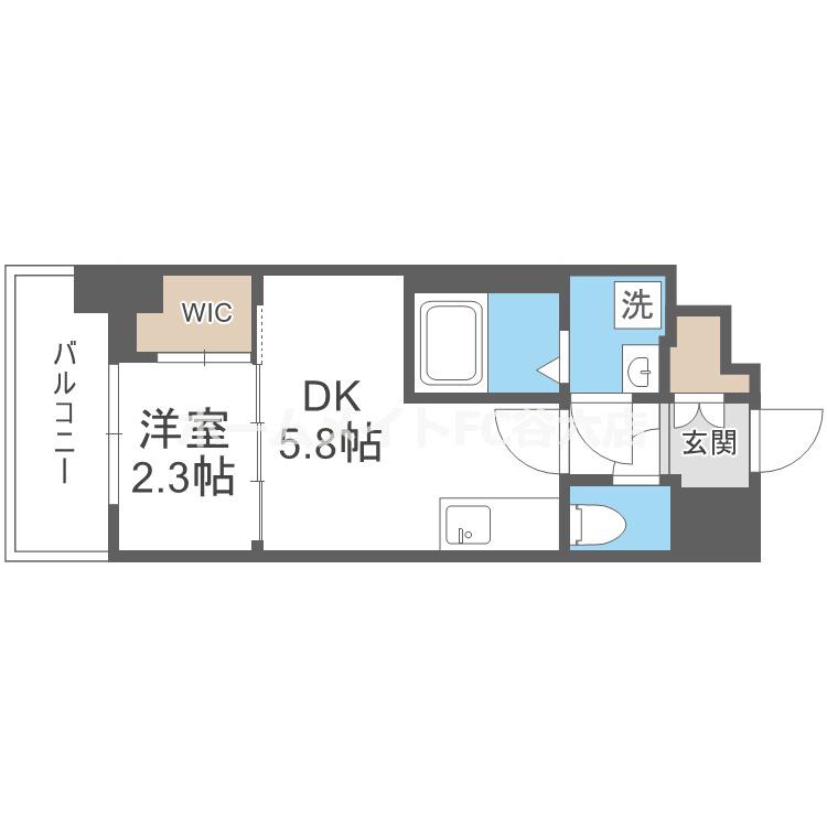 セレニテ江坂グランデ(1DK/2階)の間取り写真