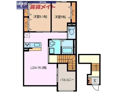 F.アザレア 7(2LDK/2階)の間取り写真