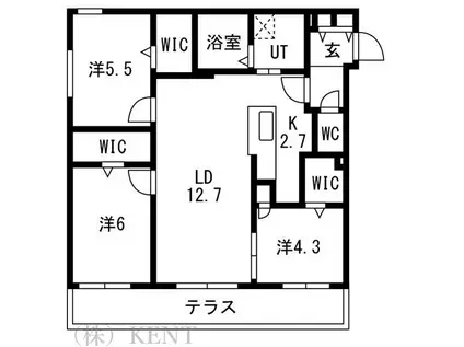 RITZ GRANDE 八軒(3LDK/1階)の間取り写真