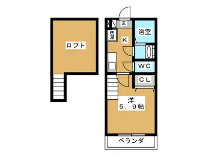 CASAG(1K/2階)の間取り写真