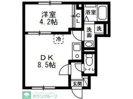 ドエル・SAMA(1LDK/1階)の間取り写真