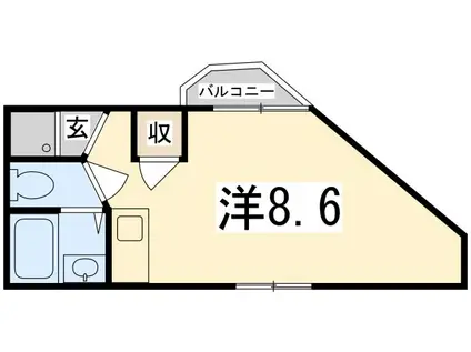 ベルフラワー岡町(ワンルーム/3階)の間取り写真