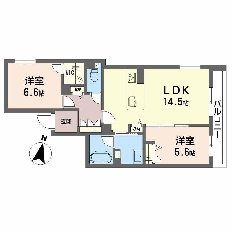 サン ウィステリア(2LDK/2階)の間取り写真