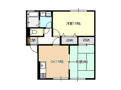 ウエストハイツ(2DK/1階)の間取り写真