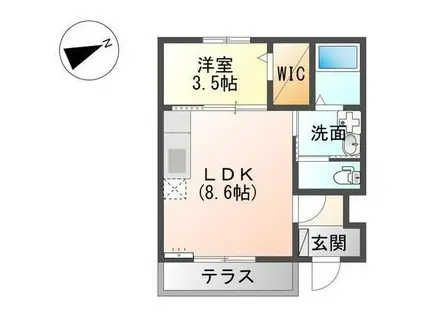 ル・シェルブルー(1LDK/1階)の間取り写真