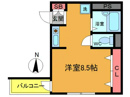 パームヴィラ(ワンルーム/2階)の間取り写真
