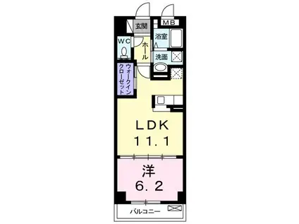 グリーン パロット(1LDK/1階)の間取り写真