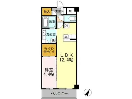 第7山洋ビル(1LDK/4階)の間取り写真