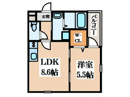 フジパレス花園中央公園南I番館(1LDK/1階)の間取り写真