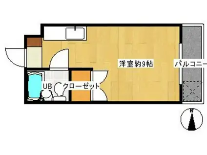 フラワーハイツA(ワンルーム/3階)の間取り写真