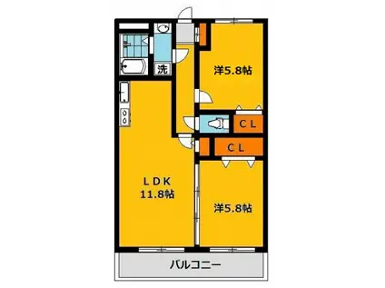 Y&M REGARO Ⅰ(2LDK/1階)の間取り写真