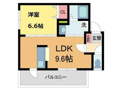 LOOP RESIDENCE(1LDK/2階)の間取り写真
