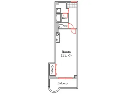 SKパレス道頓(1K/2階)の間取り写真