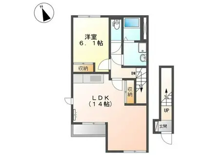 サニーヴィラ柿谷(1LDK/2階)の間取り写真