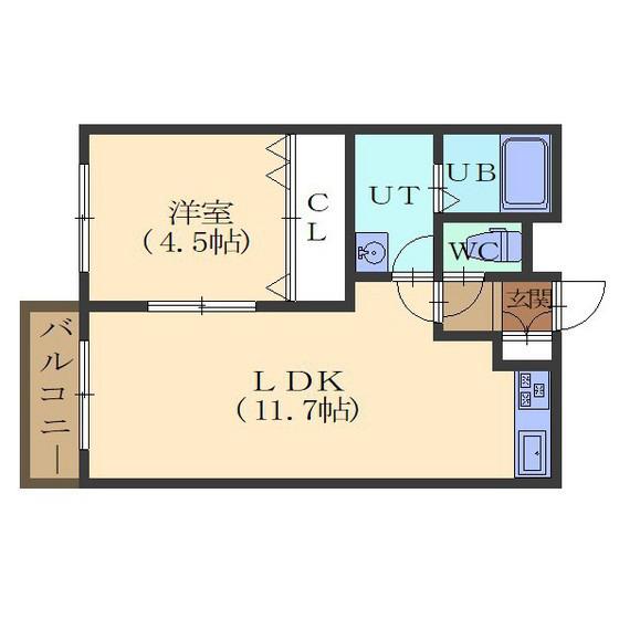 ユニBOX.4(1LDK/3階)の間取り写真