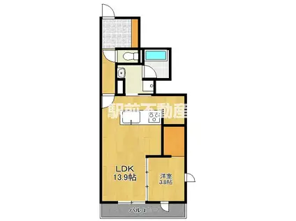 O・フレア A棟(1LDK/1階)の間取り写真