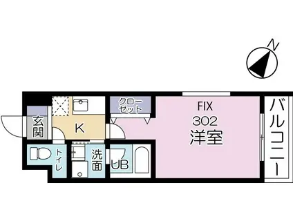 ラティーダ下並木II(1K/3階)の間取り写真