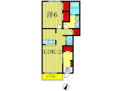 ヒルサイドコートA・B(1LDK/1階)の間取り写真