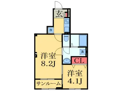 ヴァン ベール(1SK/1階)の間取り写真