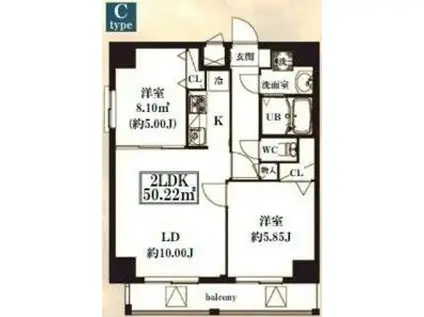 シャッツクヴェレ浅草橋(2LDK/9階)の間取り写真