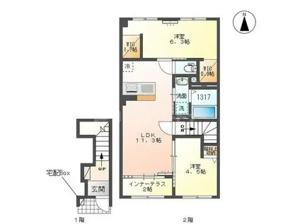 GLANZ -グランツ-(2LDK/2階)の間取り写真